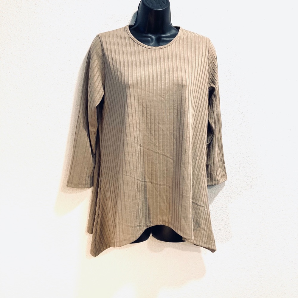 Kosher Casual Wide Ribbed Handkerchief Tunic